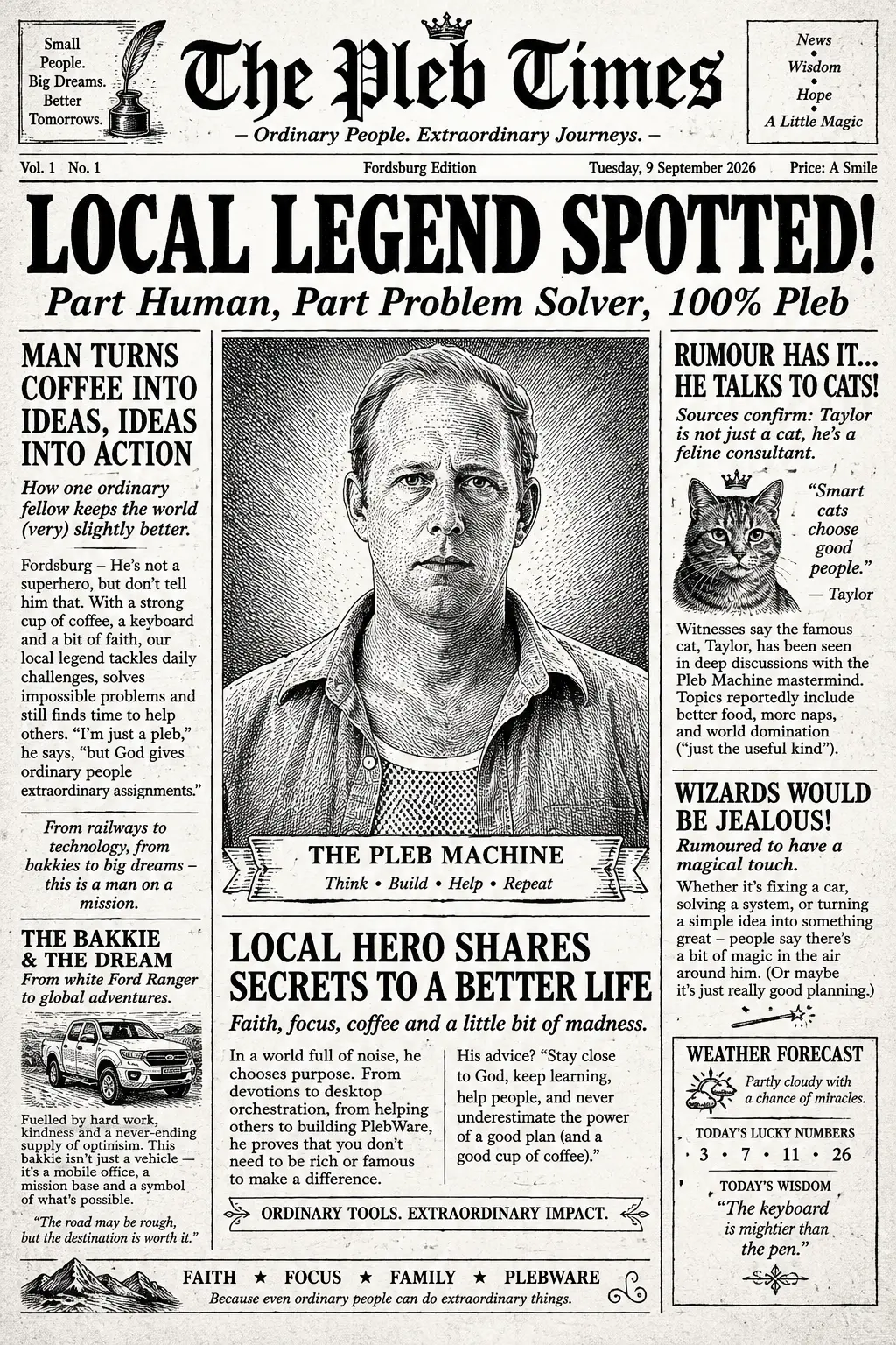 Retro Newspaper — The story of the teenage Otto dreaming about computer greatness, before the idea.