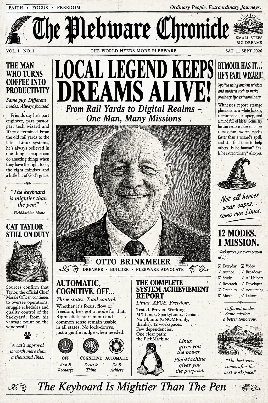 Retro Newspaper - The story of the now-old Otto, realising old dreams: is it too late?