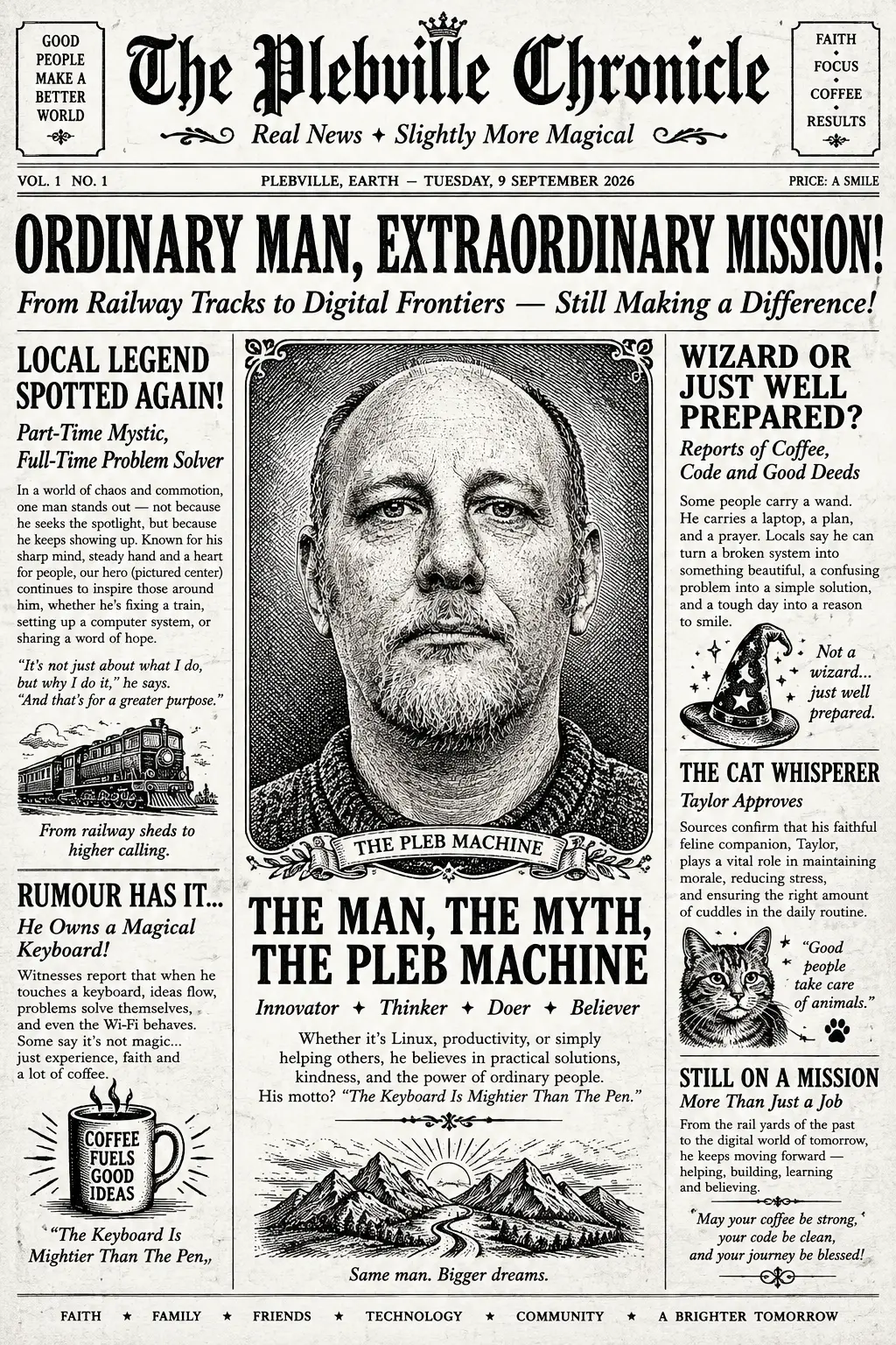 Retro Newspaper — The story of the middle-aged Otto still dreaming about computer greatness, the idea is solid.
